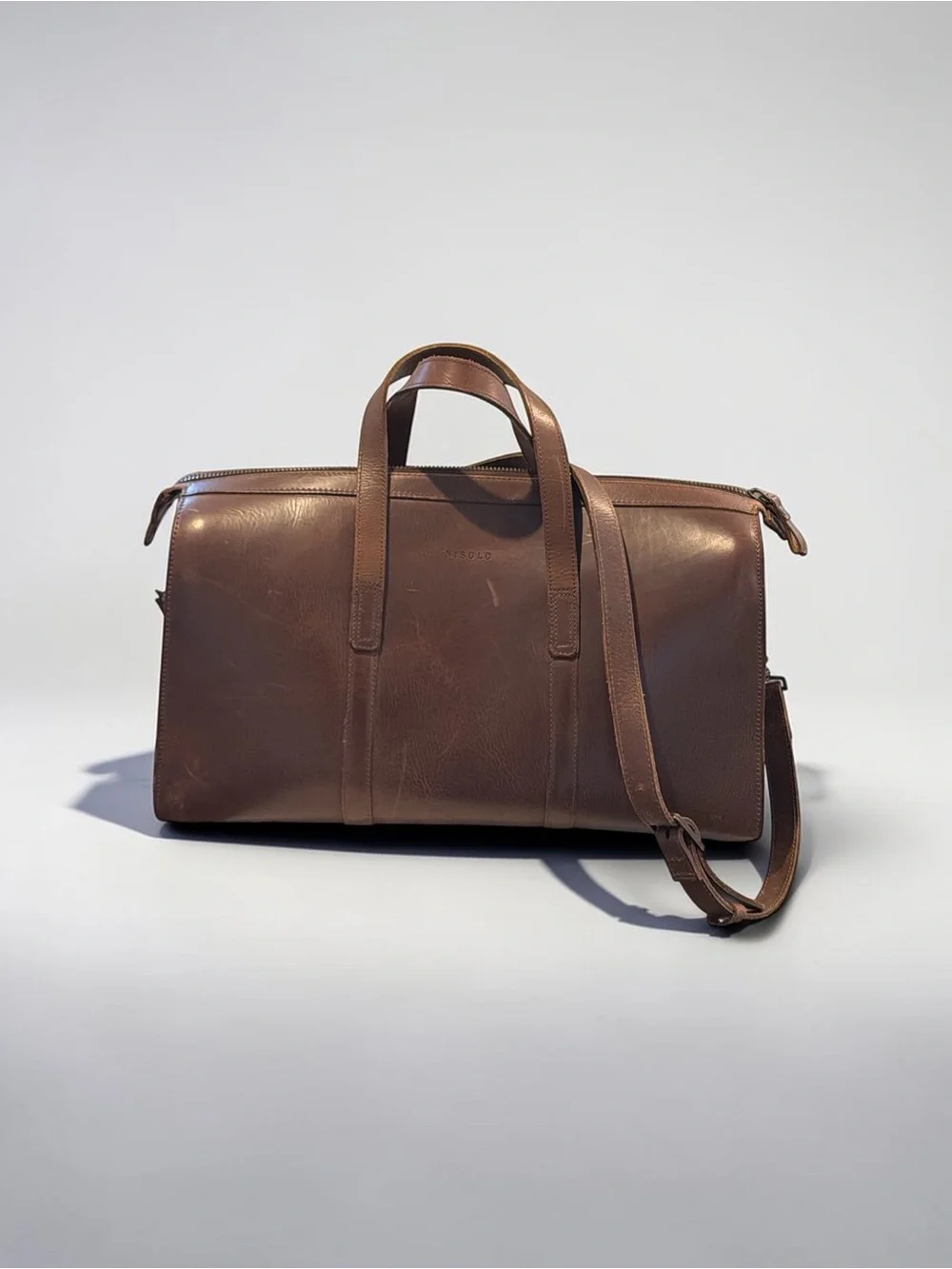 Nisolo Leather Weekender Travel Bag Brown 20” Duffel Carry On Overnight Bag